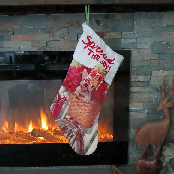 NEW 18” Avanti Christmas Stocking French Frenchie Bulldog Dog Spread The Joy - Picture 4 of 5